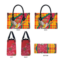 Grenada Independence Day Leather Bag Tropical Dove Bougainvillea Madras Pattern