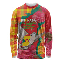 Grenada Independence Day Personalized Long Sleeve Shirt Tropical Dove Bougainvillea Madras Pattern