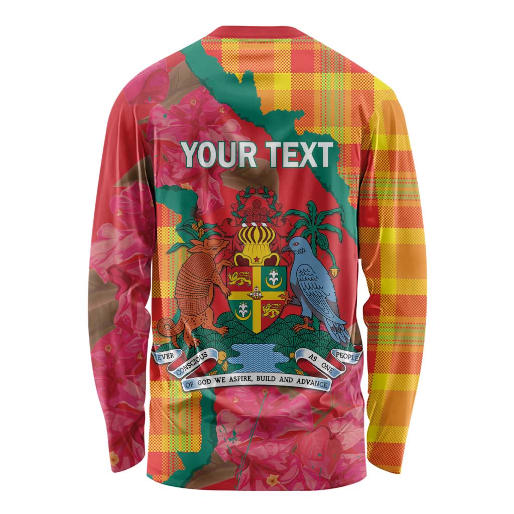 Grenada Independence Day Personalized Long Sleeve Shirt Tropical Dove Bougainvillea Madras Pattern