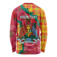 Grenada Independence Day Personalized Long Sleeve Shirt Tropical Dove Bougainvillea Madras Pattern