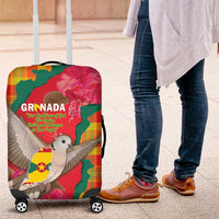 Grenada Independence Day Luggage Cover Tropical Dove Bougainvillea Madras Pattern