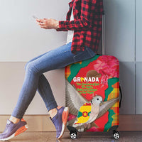 Grenada Independence Day Luggage Cover Tropical Dove Bougainvillea Madras Pattern