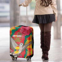 Grenada Independence Day Luggage Cover Tropical Dove Bougainvillea Madras Pattern