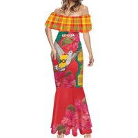 Grenada Independence Day Personalized Mermaid Dress Tropical Dove Bougainvillea Madras Pattern
