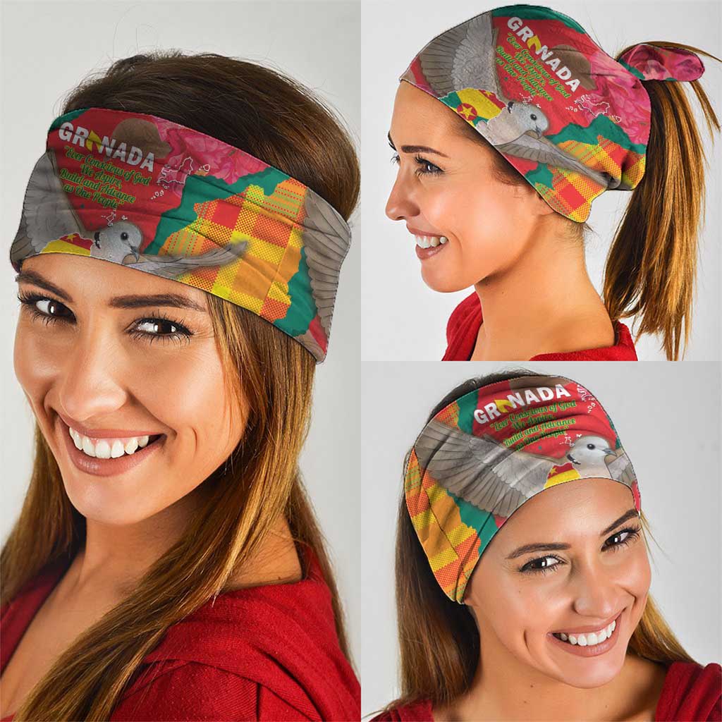 Grenada Independence Day Neck Gaiter Tropical Dove Bougainvillea Madras Pattern
