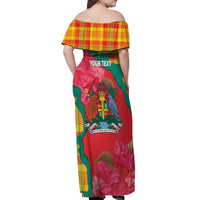 Grenada Independence Day Personalized Off Shoulder Maxi Dress Tropical Dove Bougainvillea Madras Pattern