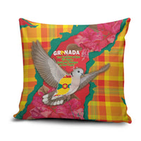 Grenada Independence Day Pillow Cover Tropical Dove Bougainvillea Madras Pattern