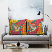 Grenada Independence Day Pillow Cover Tropical Dove Bougainvillea Madras Pattern