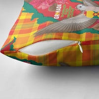 Grenada Independence Day Pillow Cover Tropical Dove Bougainvillea Madras Pattern