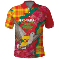 Grenada Independence Day Personalized Polo Shirt Tropical Dove Bougainvillea Madras Pattern