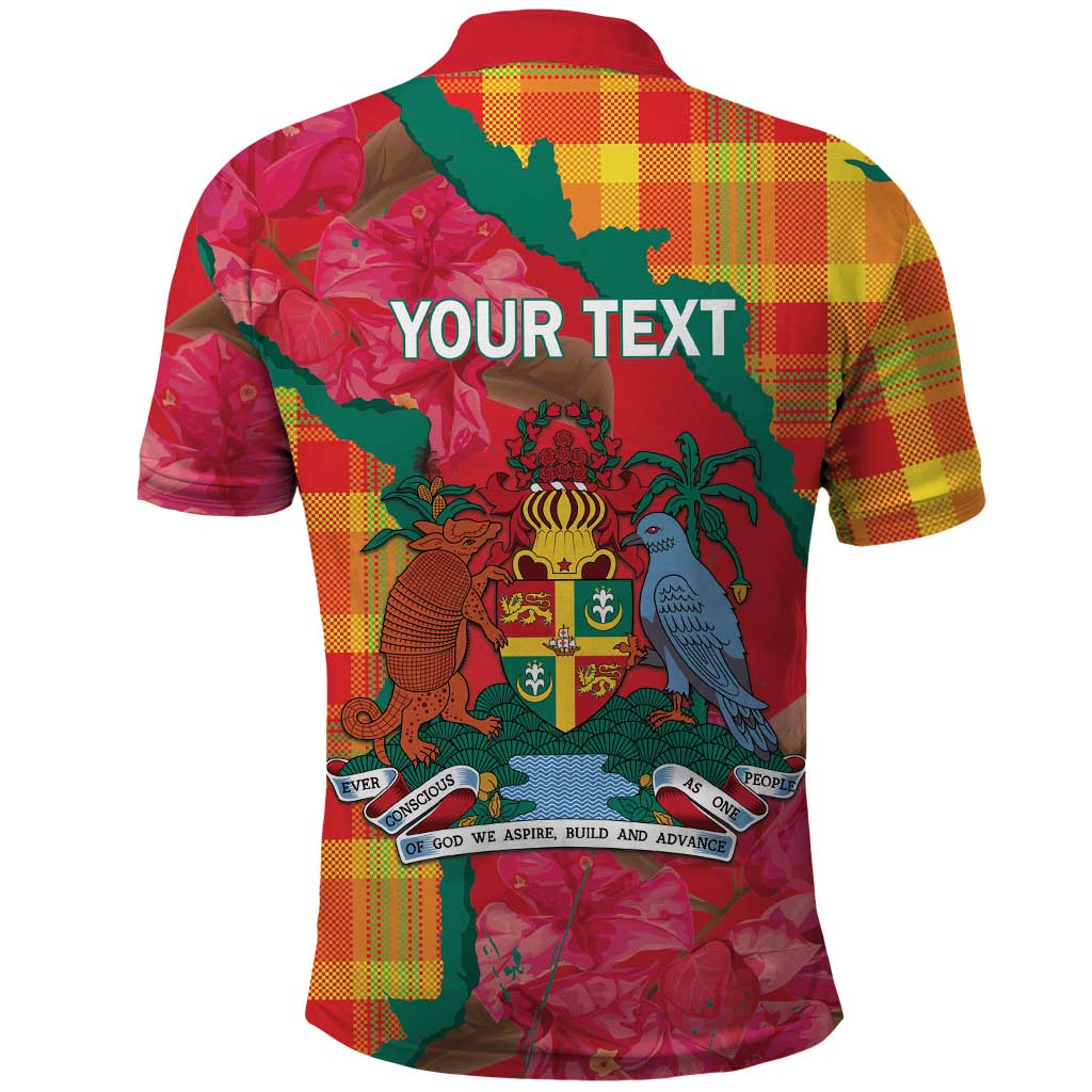 Grenada Independence Day Personalized Polo Shirt Tropical Dove Bougainvillea Madras Pattern