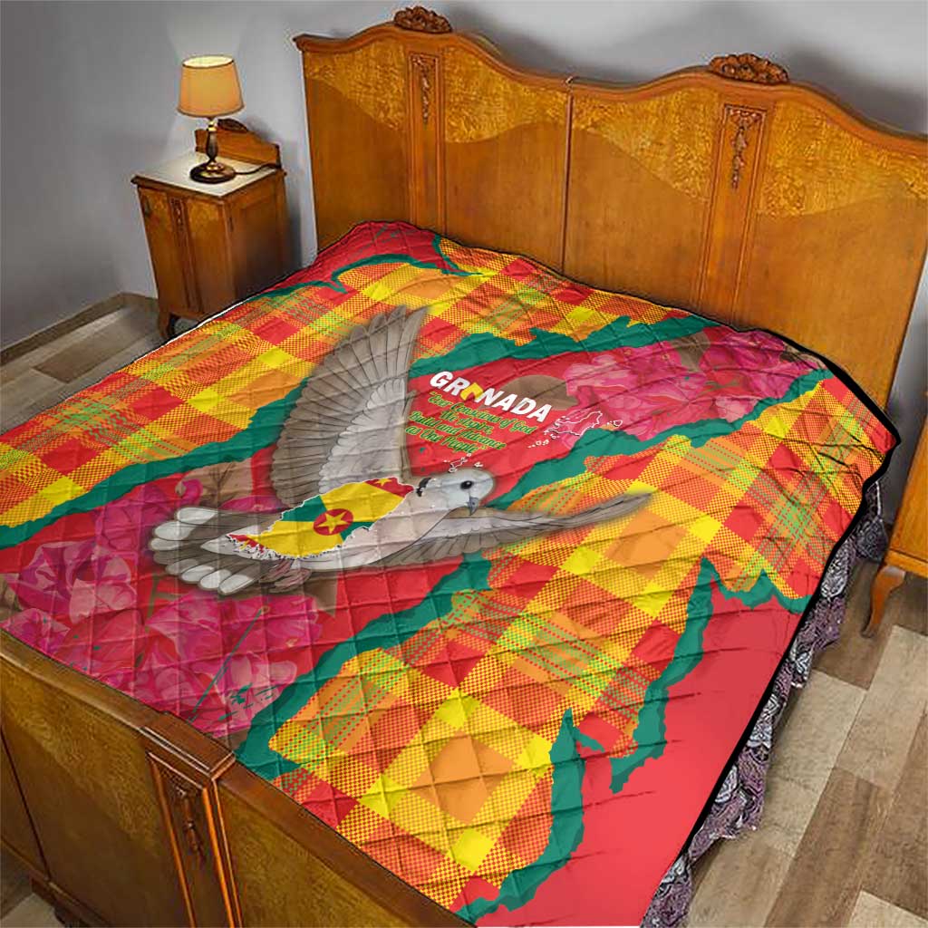 Grenada Independence Day Quilt Tropical Dove Bougainvillea Madras Pattern
