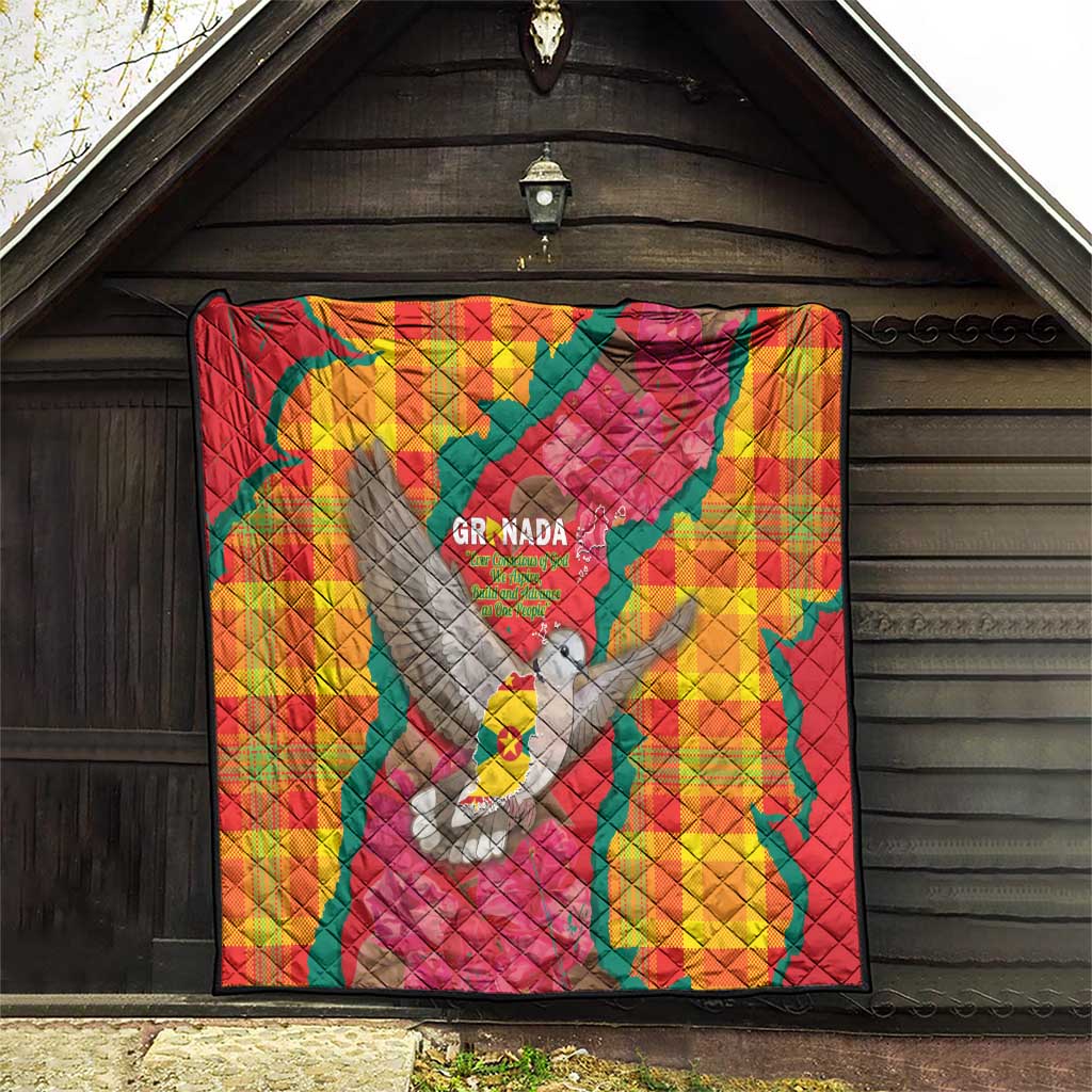 Grenada Independence Day Quilt Tropical Dove Bougainvillea Madras Pattern