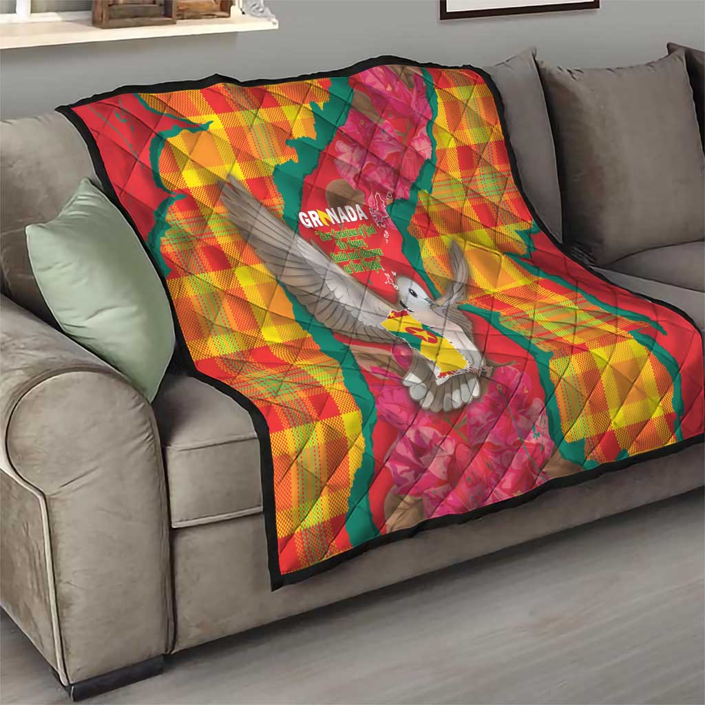 Grenada Independence Day Quilt Tropical Dove Bougainvillea Madras Pattern