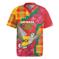 Grenada Independence Day Personalized Rugby Jersey Tropical Dove Bougainvillea Madras Pattern