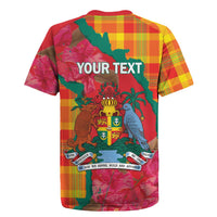 Grenada Independence Day Personalized Rugby Jersey Tropical Dove Bougainvillea Madras Pattern