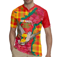 Grenada Independence Day Personalized Rugby Jersey Tropical Dove Bougainvillea Madras Pattern