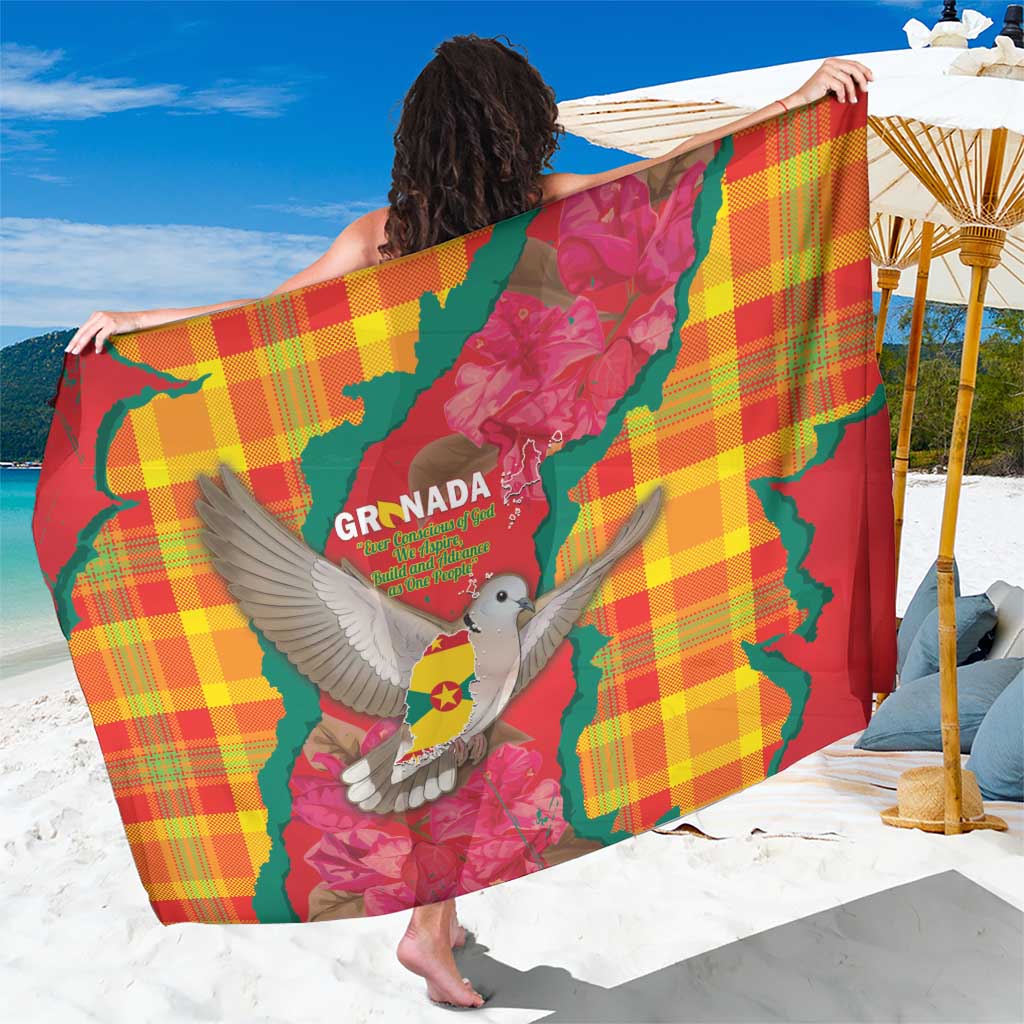 Grenada Independence Day Sarong Tropical Dove Bougainvillea Madras Pattern