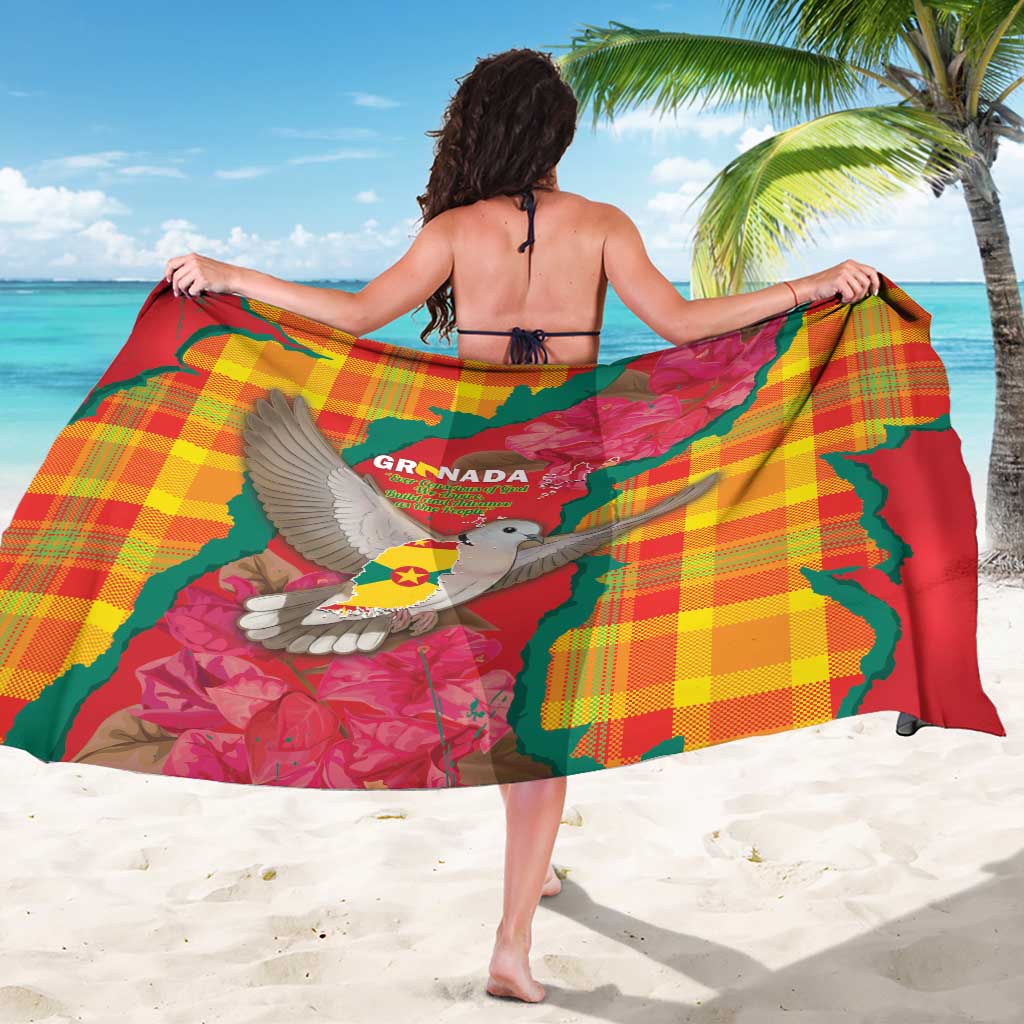 Grenada Independence Day Sarong Tropical Dove Bougainvillea Madras Pattern