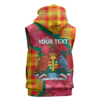 Grenada Independence Day Personalized Sleeveless Hoodie Tropical Dove Bougainvillea Madras Pattern