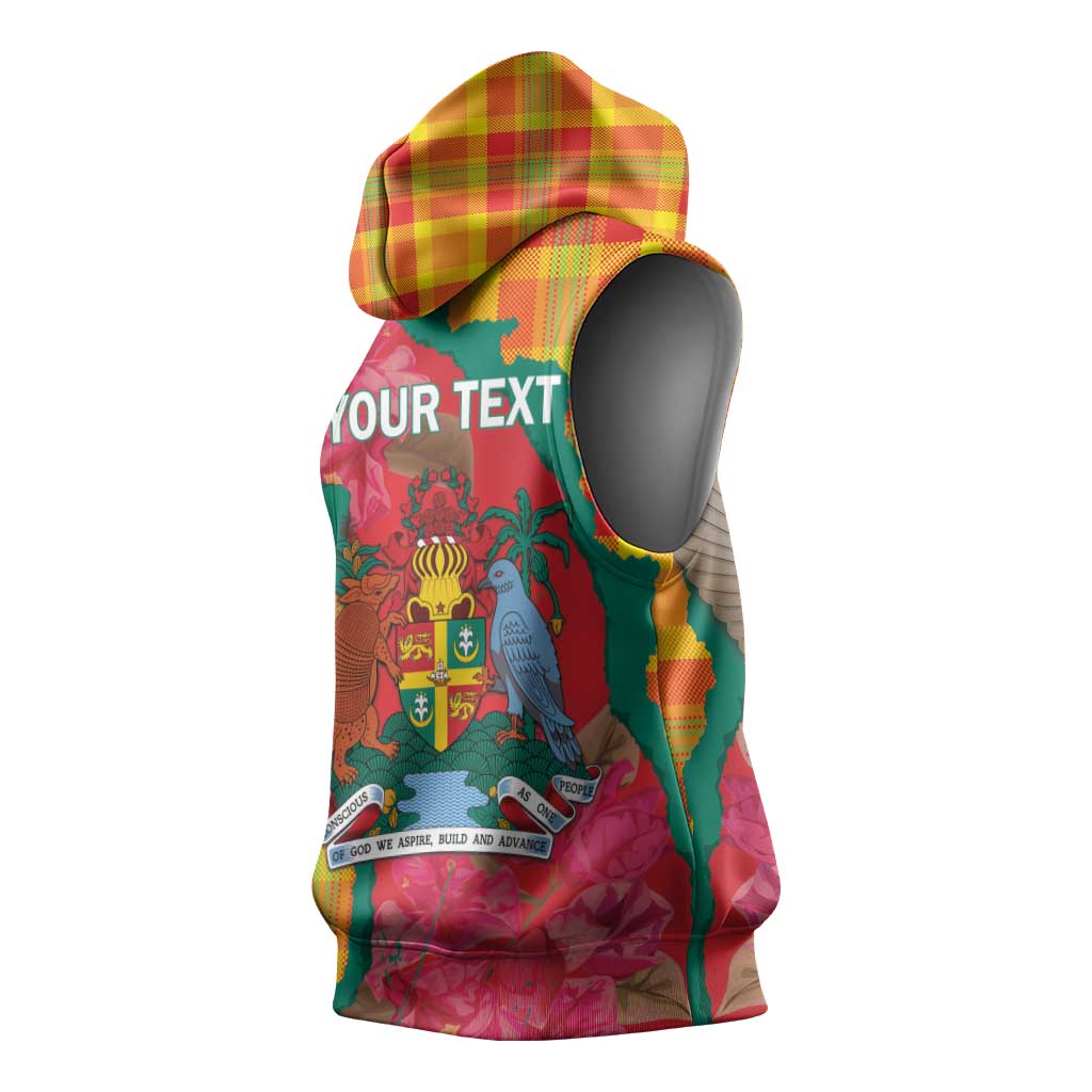 Grenada Independence Day Personalized Sleeveless Hoodie Tropical Dove Bougainvillea Madras Pattern