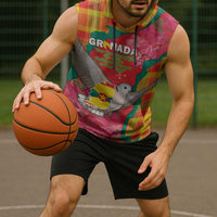 Grenada Independence Day Personalized Sleeveless Hoodie Tropical Dove Bougainvillea Madras Pattern