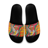 Grenada Independence Day Slide Sandals Tropical Dove Bougainvillea Madras Pattern