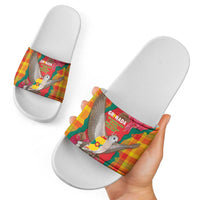 Grenada Independence Day Slide Sandals Tropical Dove Bougainvillea Madras Pattern