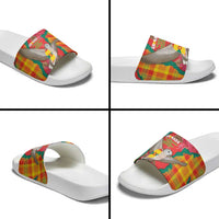 Grenada Independence Day Slide Sandals Tropical Dove Bougainvillea Madras Pattern