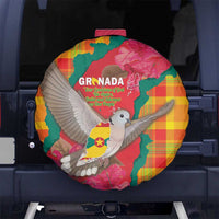 Grenada Independence Day Spare Tire Cover Tropical Dove Bougainvillea Madras Pattern