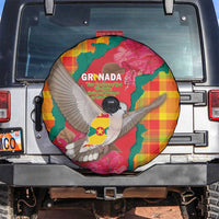 Grenada Independence Day Spare Tire Cover Tropical Dove Bougainvillea Madras Pattern