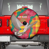 Grenada Independence Day Spare Tire Cover Tropical Dove Bougainvillea Madras Pattern