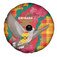Grenada Independence Day Spare Tire Cover Tropical Dove Bougainvillea Madras Pattern