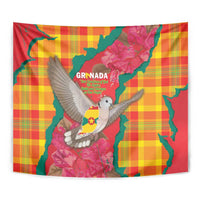 Grenada Independence Day Tapestry Tropical Dove Bougainvillea Madras Pattern
