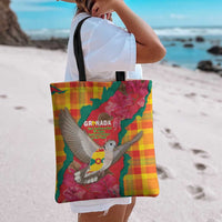 Grenada Independence Day Tote Bag Tropical Dove Bougainvillea Madras Pattern