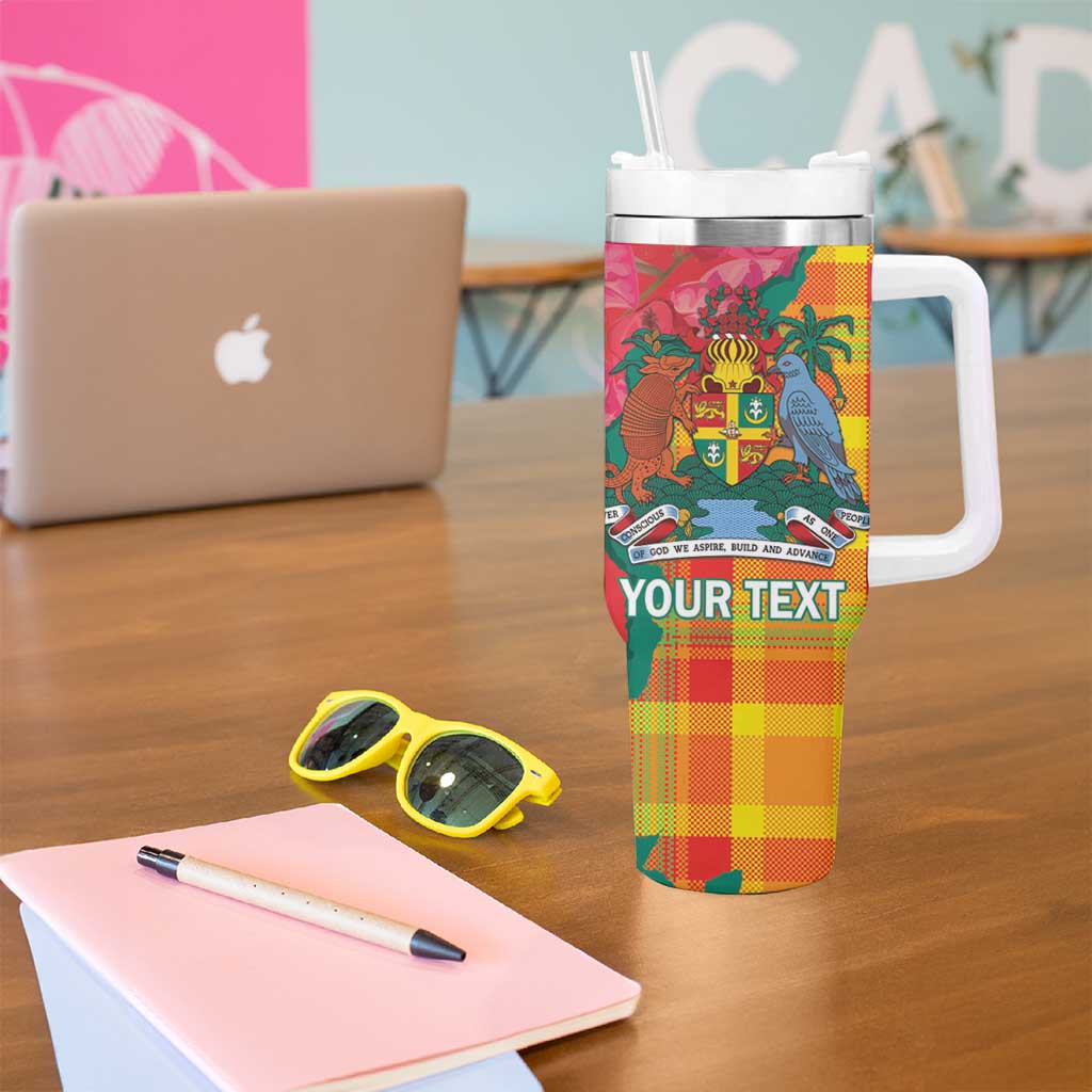 Grenada Independence Day Personalized Tumbler With Handle Tropical Dove Bougainvillea Madras Pattern