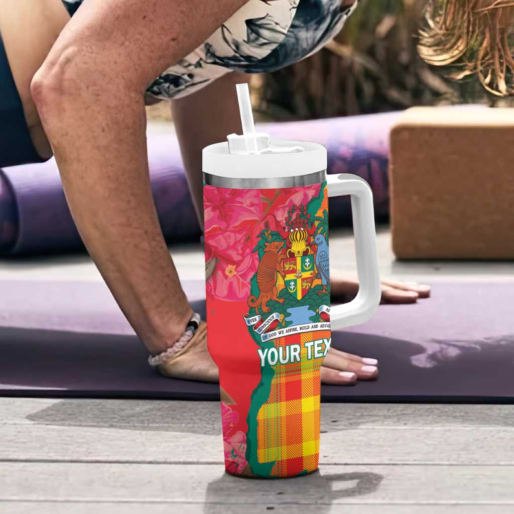 Grenada Independence Day Personalized Tumbler With Handle Tropical Dove Bougainvillea Madras Pattern