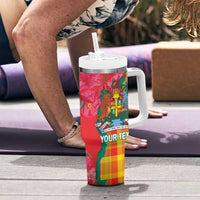 Grenada Independence Day Personalized Tumbler With Handle Tropical Dove Bougainvillea Madras Pattern