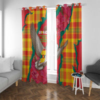 Grenada Independence Day Window Curtain Tropical Dove Bougainvillea Madras Pattern
