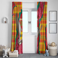 Grenada Independence Day Window Curtain Tropical Dove Bougainvillea Madras Pattern