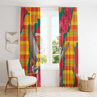 Grenada Independence Day Window Curtain Tropical Dove Bougainvillea Madras Pattern