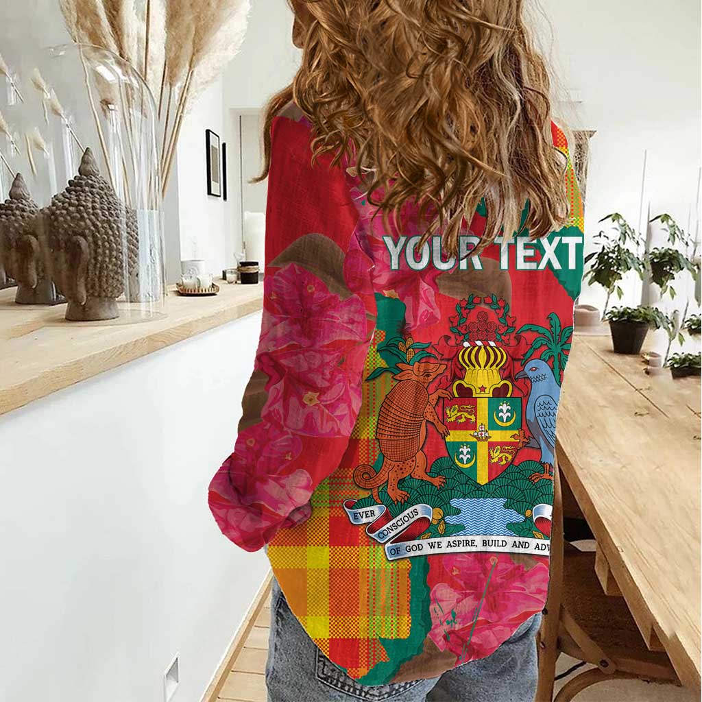 Grenada Independence Day Personalized Women Casual Shirt Tropical Dove Bougainvillea Madras Pattern