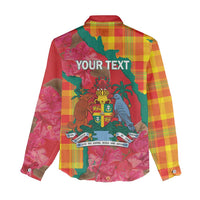 Grenada Independence Day Personalized Women Casual Shirt Tropical Dove Bougainvillea Madras Pattern