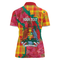 Grenada Independence Day Personalized Women Polo Shirt Tropical Dove Bougainvillea Madras Pattern
