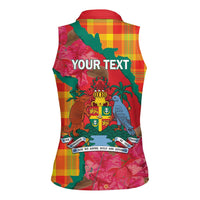 Grenada Independence Day Personalized Women Sleeveless Polo Shirt Tropical Dove Bougainvillea Madras Pattern