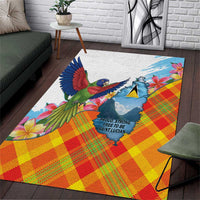 Saint Lucia Independence Day Area Rug Saint Lucian Map Pitons Madras Pattern