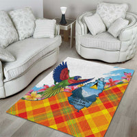 Saint Lucia Independence Day Area Rug Saint Lucian Map Pitons Madras Pattern