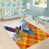 Saint Lucia Independence Day Area Rug Saint Lucian Map Pitons Madras Pattern