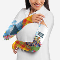 Saint Lucia Independence Day Arm Sleeves Saint Lucian Map Pitons Madras Pattern