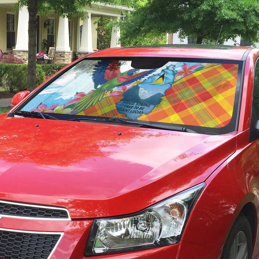 Saint Lucia Independence Day Auto Sun Shade Saint Lucian Map Pitons Madras Pattern